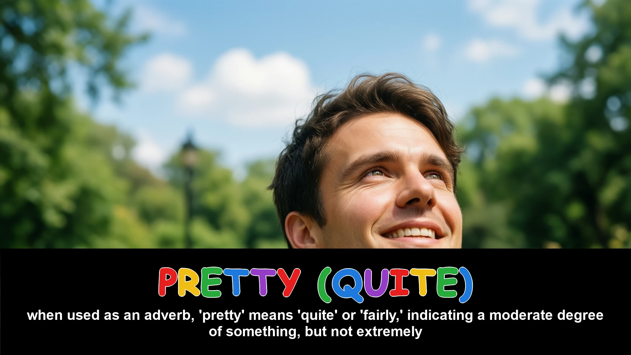 English Illustration for pretty (quite)